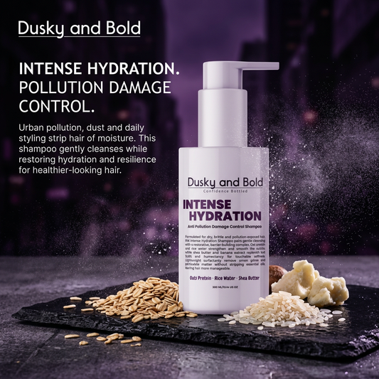 Dusky and Bold Intense Hydrating Shampoo for Frizzy and Dry Hair | Scalp Cleanser, Damage Repair | With Shea , Banana, Oats Protein and Rice Water | Detoxifying Shampoo for Men & Women | Sulphate Free