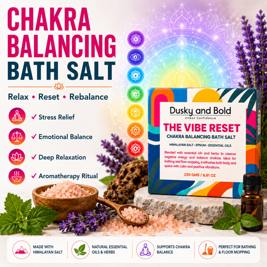 Dusky and Bold The Vibe Reset Spiritual Bath Salt | Chakra Balancing Bath Soak with Epsom, Himalayan & Dead Sea Salt | Almond Oil, Essential Oils, Rose Petals & Lavender | Bath & Floor Cleansing Ritual | 250g