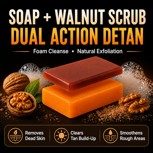 Dusky and Bold 2% Kojic Acid Detan Scrub Soap with 6% Niacinamide & 1% Glycolic Acid | Dual Action Exfoliating Brightening Bar for Tan Removal, Dark Spots & Pigmentation | Cooling Menthol | Soap Bar for Men and Women | Pack of 2