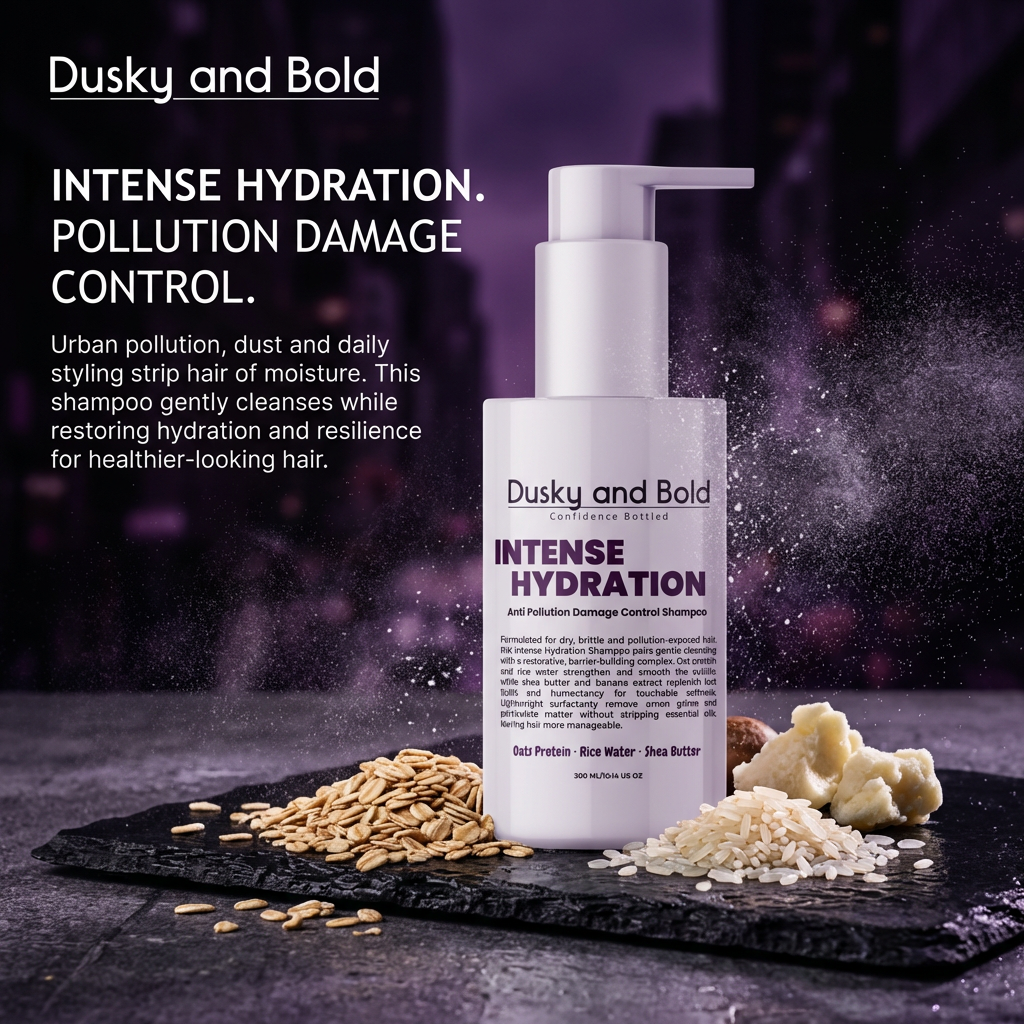Dusky and Bold Intense Hydrating Shampoo for Frizzy and Dry Hair | Scalp Cleanser, Damage Repair | With Shea , Banana, Oats Protein and Rice Water | Detoxifying Shampoo for Men & Women | Sulphate Free