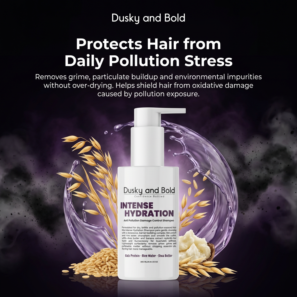 Dusky and Bold Intense Hydrating Shampoo for Frizzy and Dry Hair | Scalp Cleanser, Damage Repair | With Shea , Banana, Oats Protein and Rice Water | Detoxifying Shampoo for Men & Women | Sulphate Free