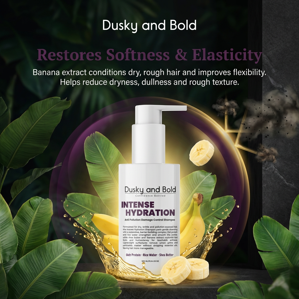 Dusky and Bold Intense Hydrating Shampoo for Frizzy and Dry Hair | Scalp Cleanser, Damage Repair | With Shea , Banana, Oats Protein and Rice Water | Detoxifying Shampoo for Men & Women | Sulphate Free