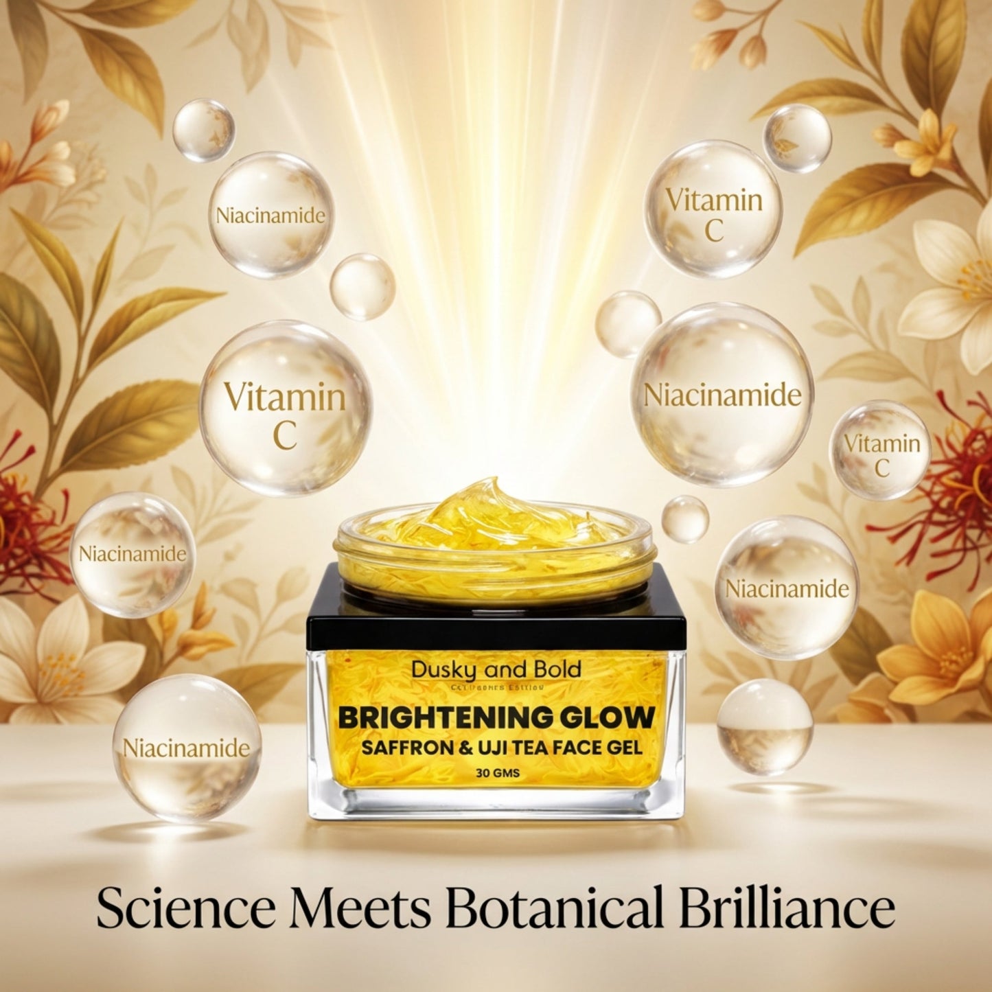 Saffron Skin Glow Gel for Brightening & Radiance | Hydrating Face Gel with Aloe Vera, Sodium PCA & Saffron Extract | Lightweight Non-Sticky Moisturizer for Glowing Skin, Dark Spots & Dullness | All Skin Types | 30g