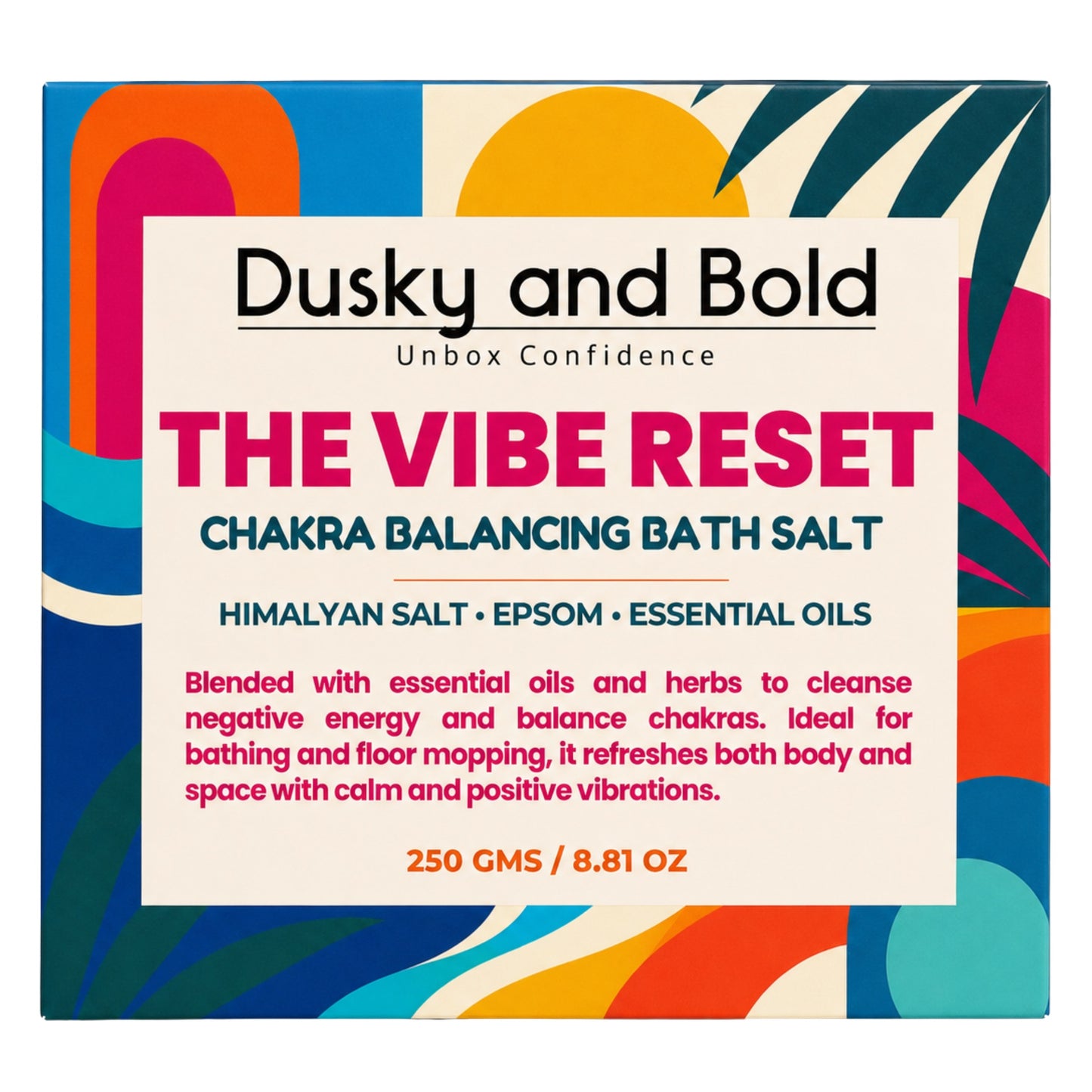 Dusky and Bold The Vibe Reset Spiritual Bath Salt | Chakra Balancing Bath Soak with Epsom, Himalayan & Dead Sea Salt | Almond Oil, Essential Oils, Rose Petals & Lavender | Bath & Floor Cleansing Ritual | 250g